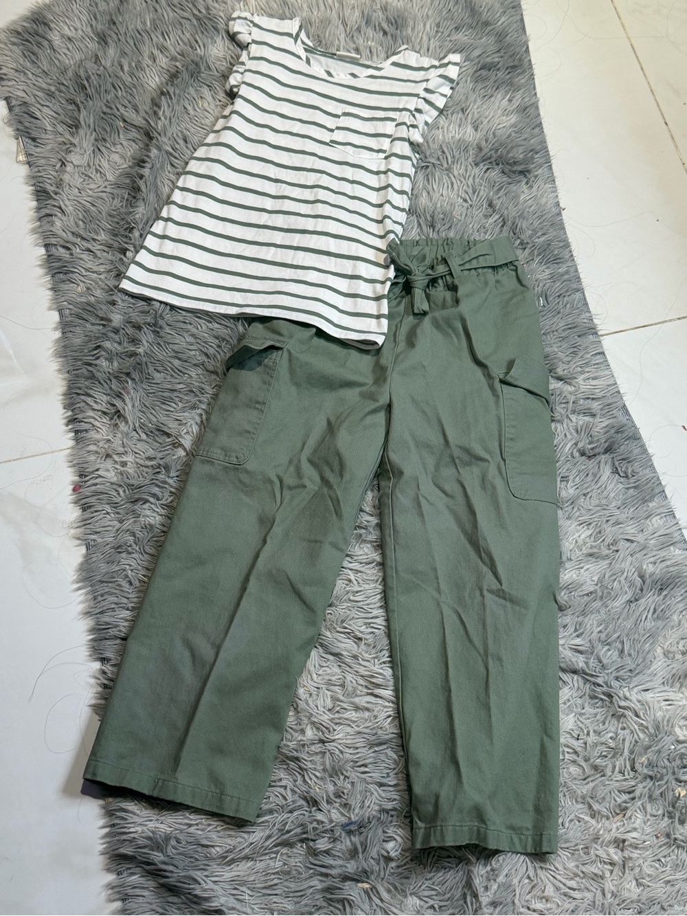 Max Studio Olive Green Paperbag Waist Wide-Leg Pants